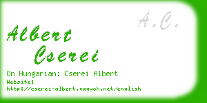 albert cserei business card